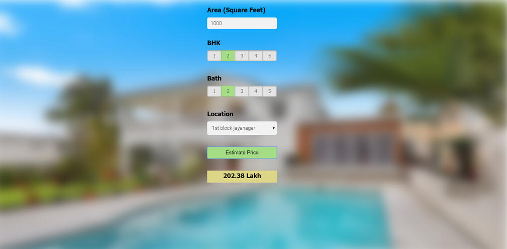 HOUSE PRICE PREDICTION USING MACHINE LEARNING, HTML, CSS, JS AND PYTHON